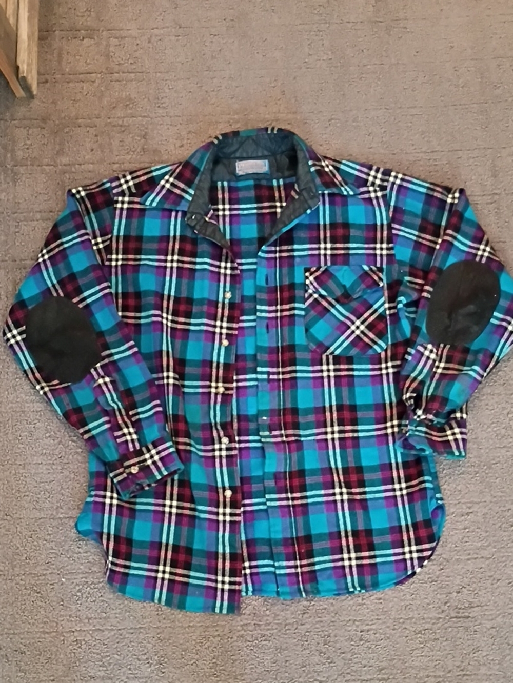 Pendleton Blue & Gold Wool Label Plaid Shirt